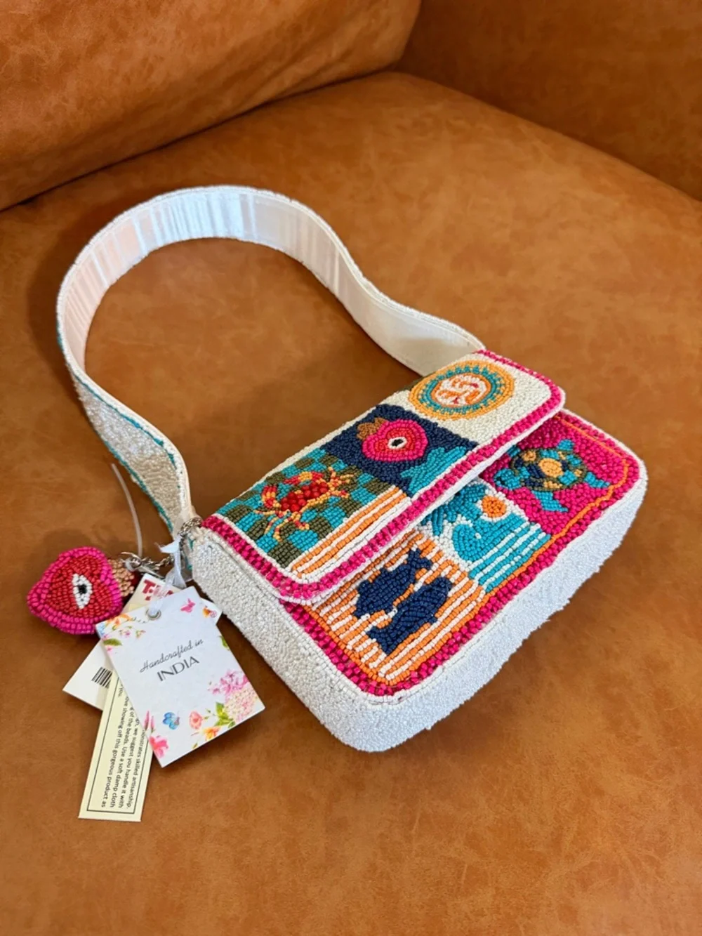 Viral TJ Maxx Beaded Crab Evil Eye Bag Made in India Colorful TikTok Trend Purse - Picture 3 of 15